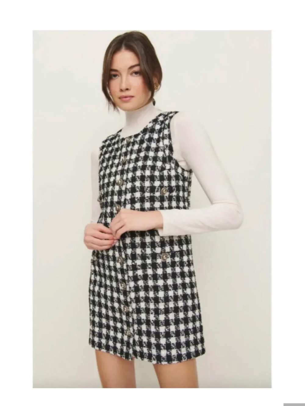 REFORMATION Tropez Mini Dress in Black Check 2